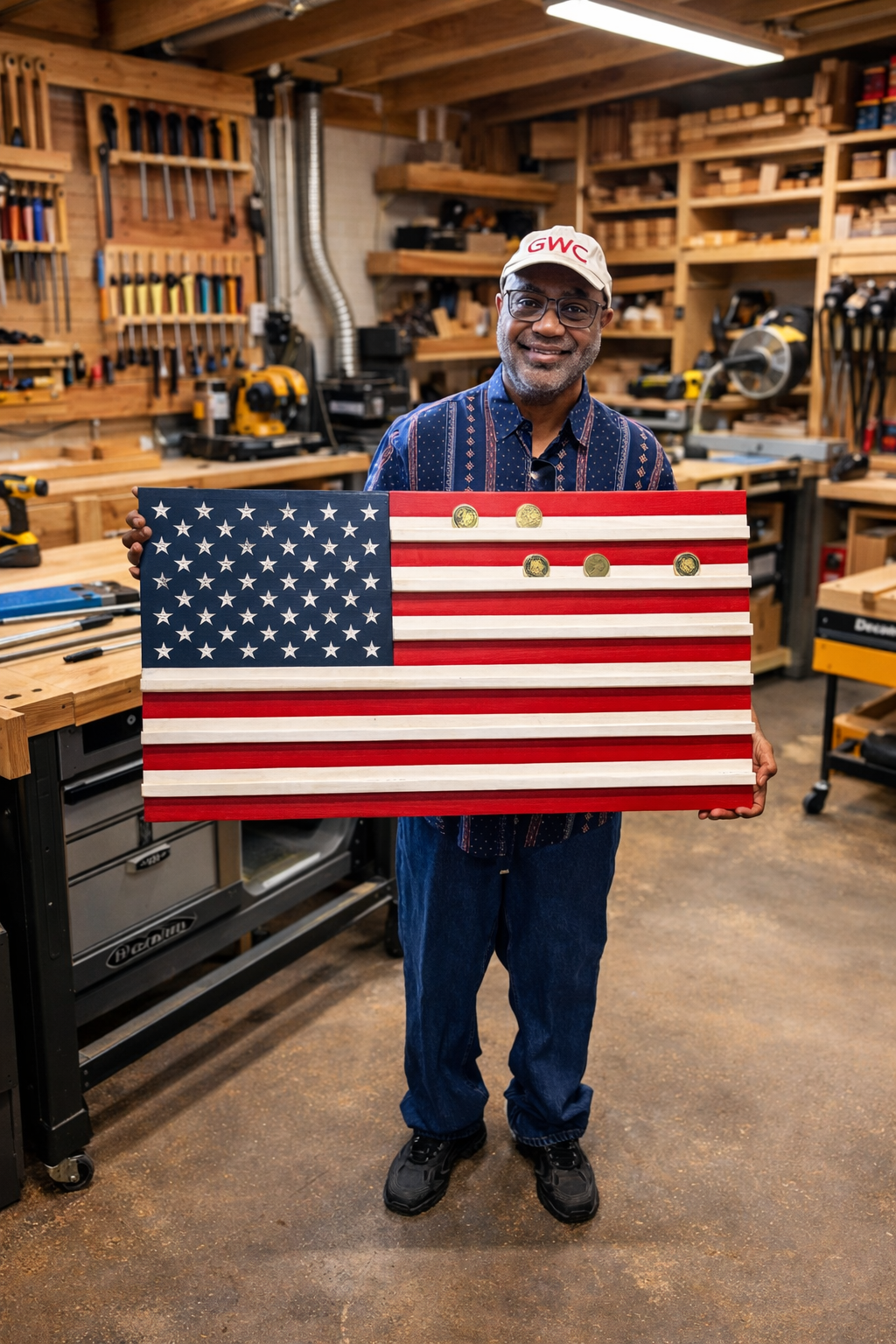 American Flag Challenge Coin Display Case