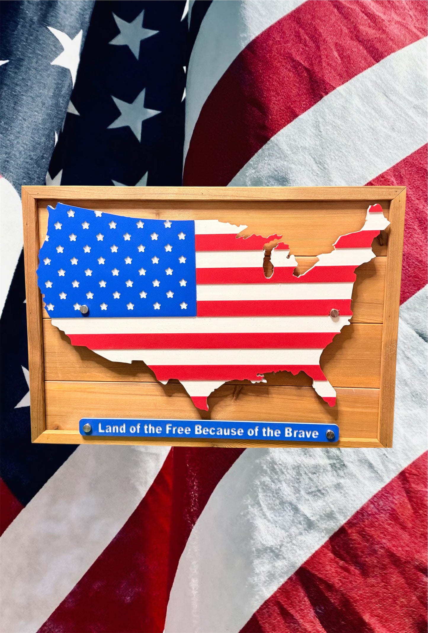 Beautiful Indoor / Outdoor Engraved American Flag Display